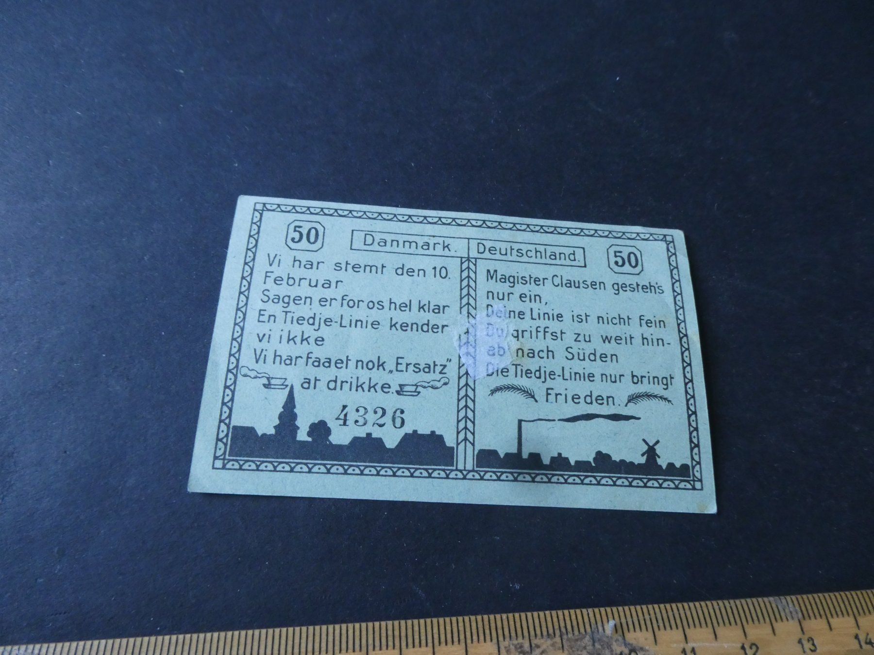 Banknoten: Dt. Reich,  Tingleff - Notgeldschein – Gebraucht aus Hinterforst von Rohusri 1