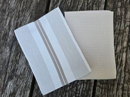 Küchentücher 2er Set Streifen/Waffelmuster beige (NEU)