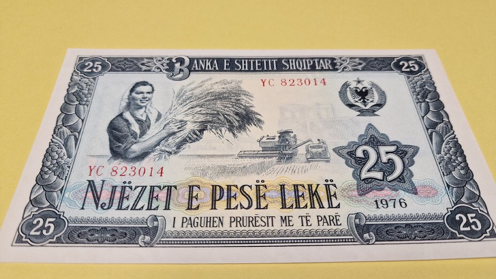 Albanien 25 Lekë 1976, Banknote NEU (Neu und originalverpackt) in ...