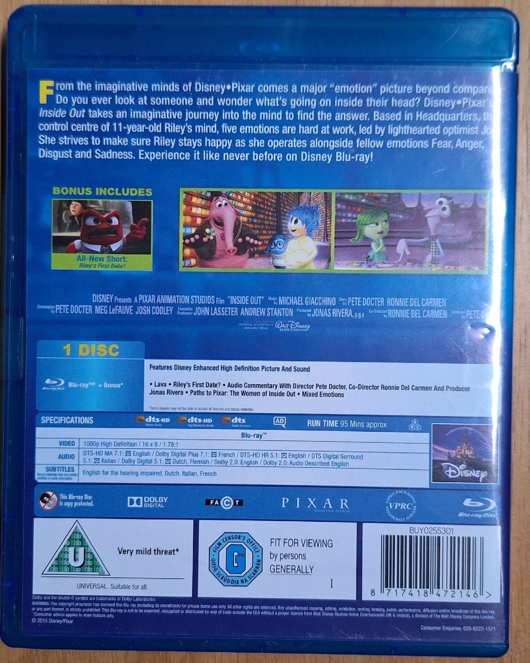 Tutti i DVDs: Inside Out - Disney Pixar Blu-ray  – Usato da Schmitten FR venduto da Sidewinder 1