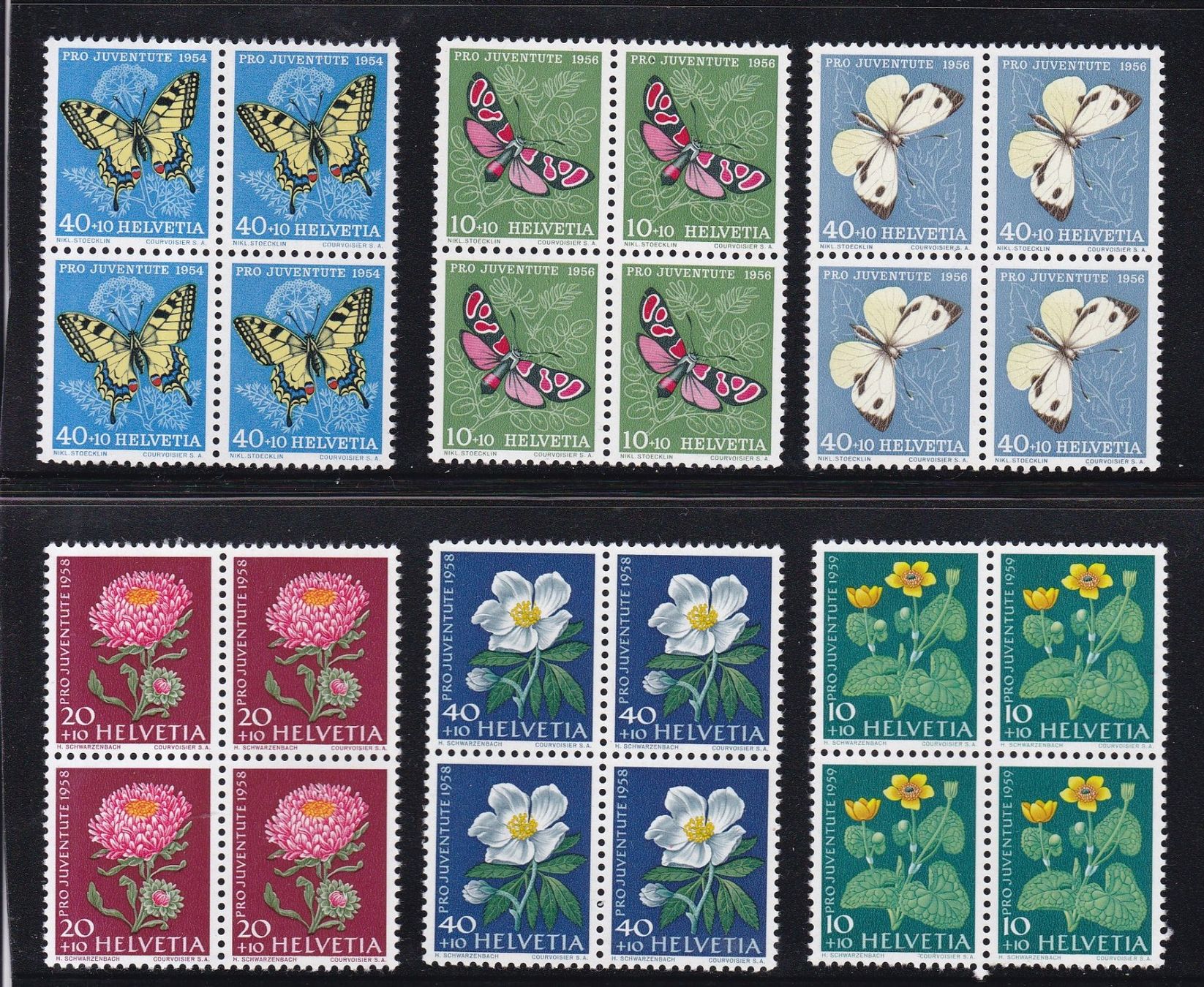 Alle Briefmarken: 24 Stk. Pro Juventute Viererblocks ab 1939 – Gebraucht aus Münchwilen AG von Nesar 3