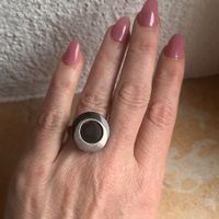 RUNDER Silberring BLACKI, RETRO (Gr. 53)