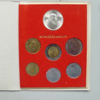 1982, Vatikan Kurssatz 10 Lira bis 1000 Lira mit Silbermünze