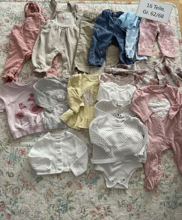 Baby Kleider Set Mädchen gemischt 62/68 zum Teil neu 16 Teil