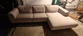 Interio Ecksofa mit Recamière – hellgrau/greige – 275 cm