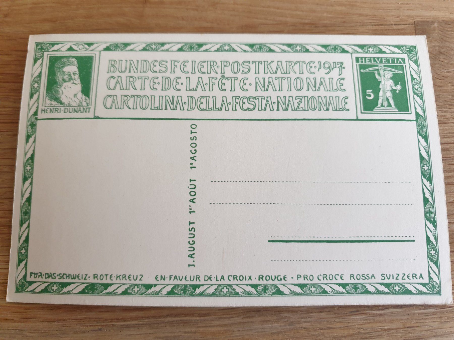 Cartoline postali: Postkarte Bundesfeier – Usato da Moosseedorf venduto da Feinbein 1