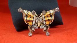 Broschen Schmetterling mit Kristallen Goldfarben Neu