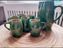 Set brocca e 6 tazze ceramica verde