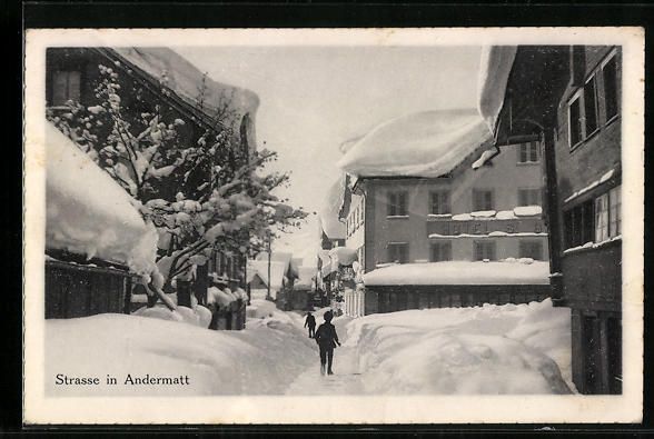 Cartoline postali: AK Andermatt, Strassenpartie im Winter – Usato da Berlin venduto da bartko-reher