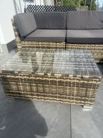 Gartentisch/Lounde Polyrattan braun/beige Glasplatte