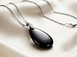 Silber 925 Halskette mit Onyx Anhänger, dezent & elegant-Neu