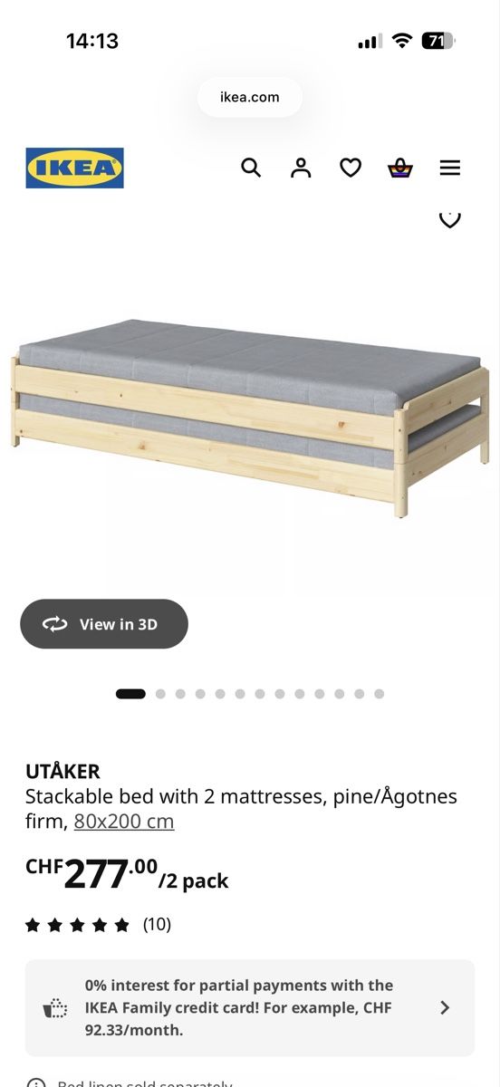 Betten: IKEA Utåker Stackable Bed with Malvik Mattress 80x200 cm – Gebraucht aus Zürich von son_8gjd 3