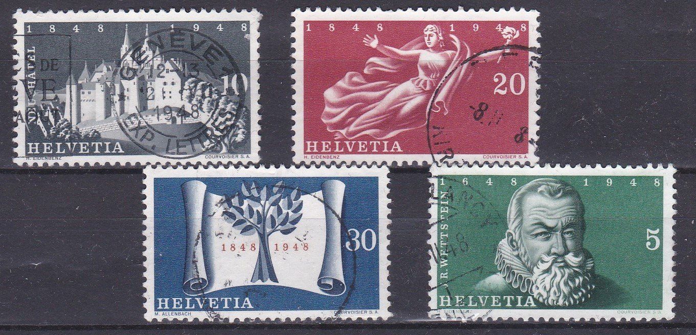 Tutti i francobolli: 4 Timbres suisses 1948, oblitérés – Usato da Blonay venduto da FRSU