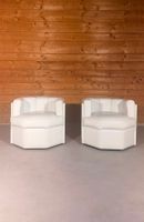2 Postmoderne Oktagon Loungesessel aus Leder aus den 80er