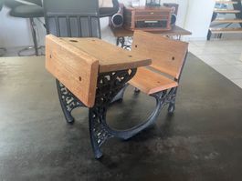 Ancien Bureau d’Ecolier pour Poupée
