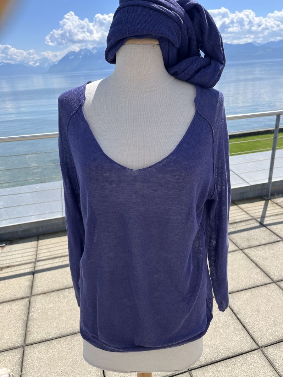Maglioni & Felpe: Pull en lin NOT SHY bleu indigo taille S avec écharpe. – Usato da St-Sulpice VD venduto da Twin5 3