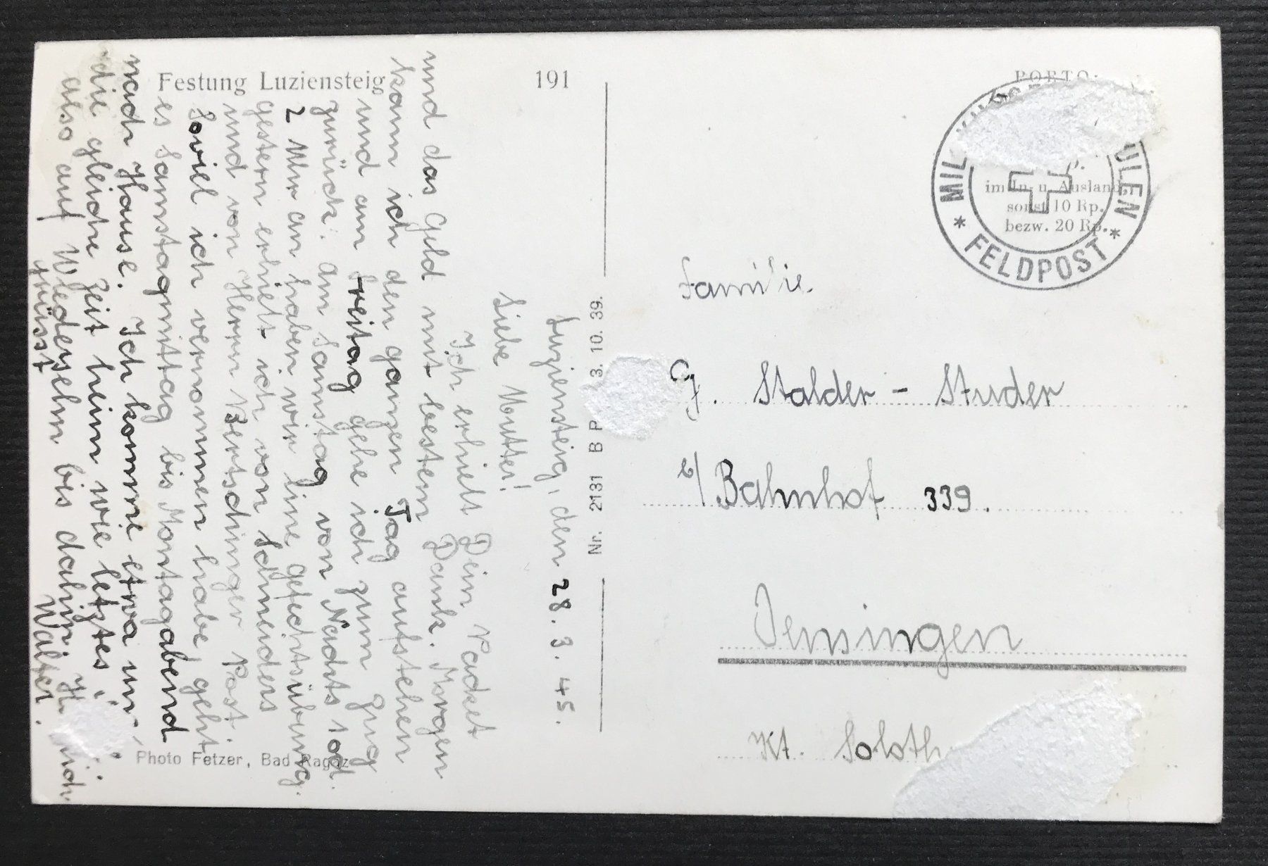 Cartoline postali: ALTE ANSICHTSKARTE SCHWEIZER ARMEE FESTUNG LUZIENSTEIG – Usato da Ostermundigen venduto da Heavenmaus75 1