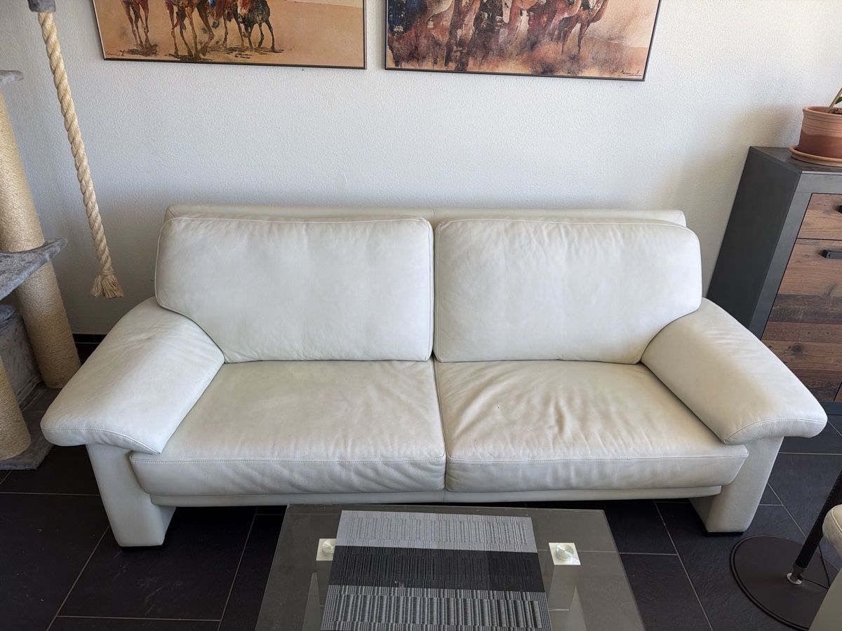 Divani: Ledersofa 3-Sitzer weiss mit Sessel – Usato da Wetzikon ZH venduto da philippe_22 1