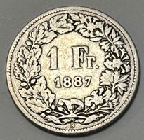 1 Franken - stehende Helvetia - 1887 B (Silber .835)