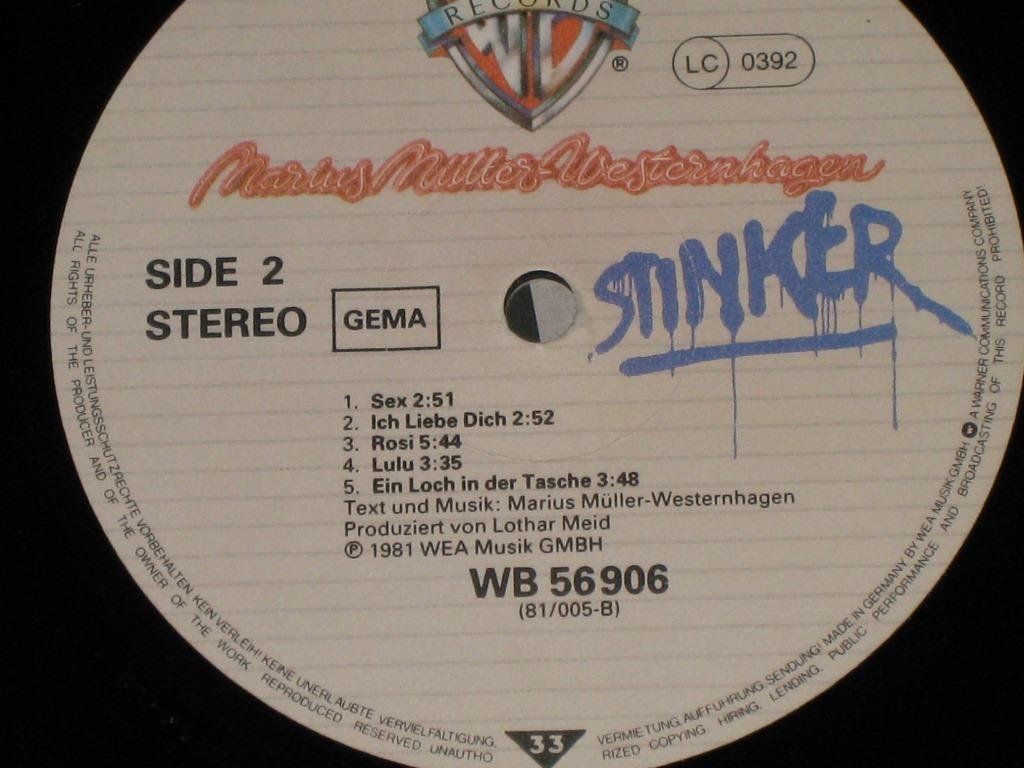 Dischi in vinile: LP - MARIUS MÜLLER-WESTERNHAGEN - STINKER – Usato da Steckborn venduto da Quo7 2