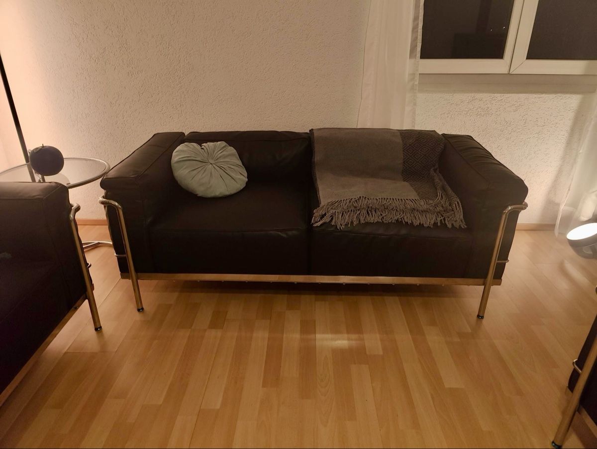 Sofas: Sofa-Kombination aus schwarzem Leder – Neu (gemäss Beschreibung) aus Bettwiesen von wombat90 3
