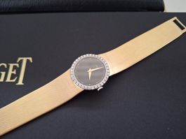 Piaget Vintage Uhr 24mm 750 Gold Damenuhr Diamanten + Onyx
