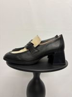 Hispaniens Lederschuhe, schwarz/beige 39 Pumps Mokassins