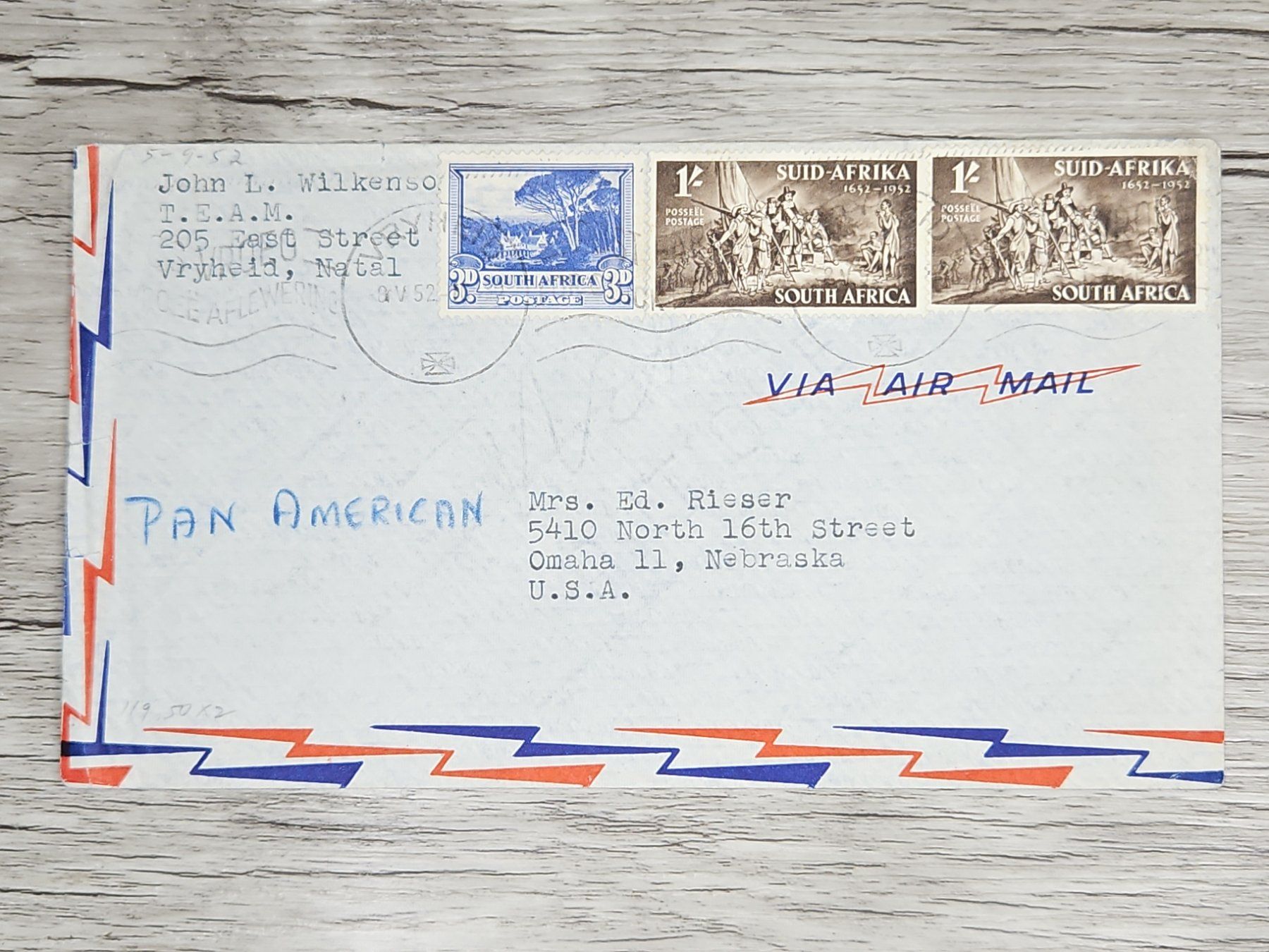 Tutti i francobolli: CL05 Enveloppe + Timbre Sud Afrika 1952 – Usato da Cousset venduto da Patrick_Collections
