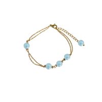 Edelstahl Armband 18K vergoldet Aquamarin