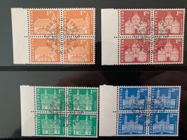 1960 Post. Motive und Baudenkmäler Viererblock ET-gestempelt