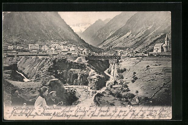 Cartoline postali: Goeschenen /Gotthardbahn, Teilansicht mi – Usato da Berlin venduto da bartko-reher