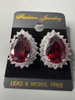 Ohrstecker Tropfen rot Zirkonia neu