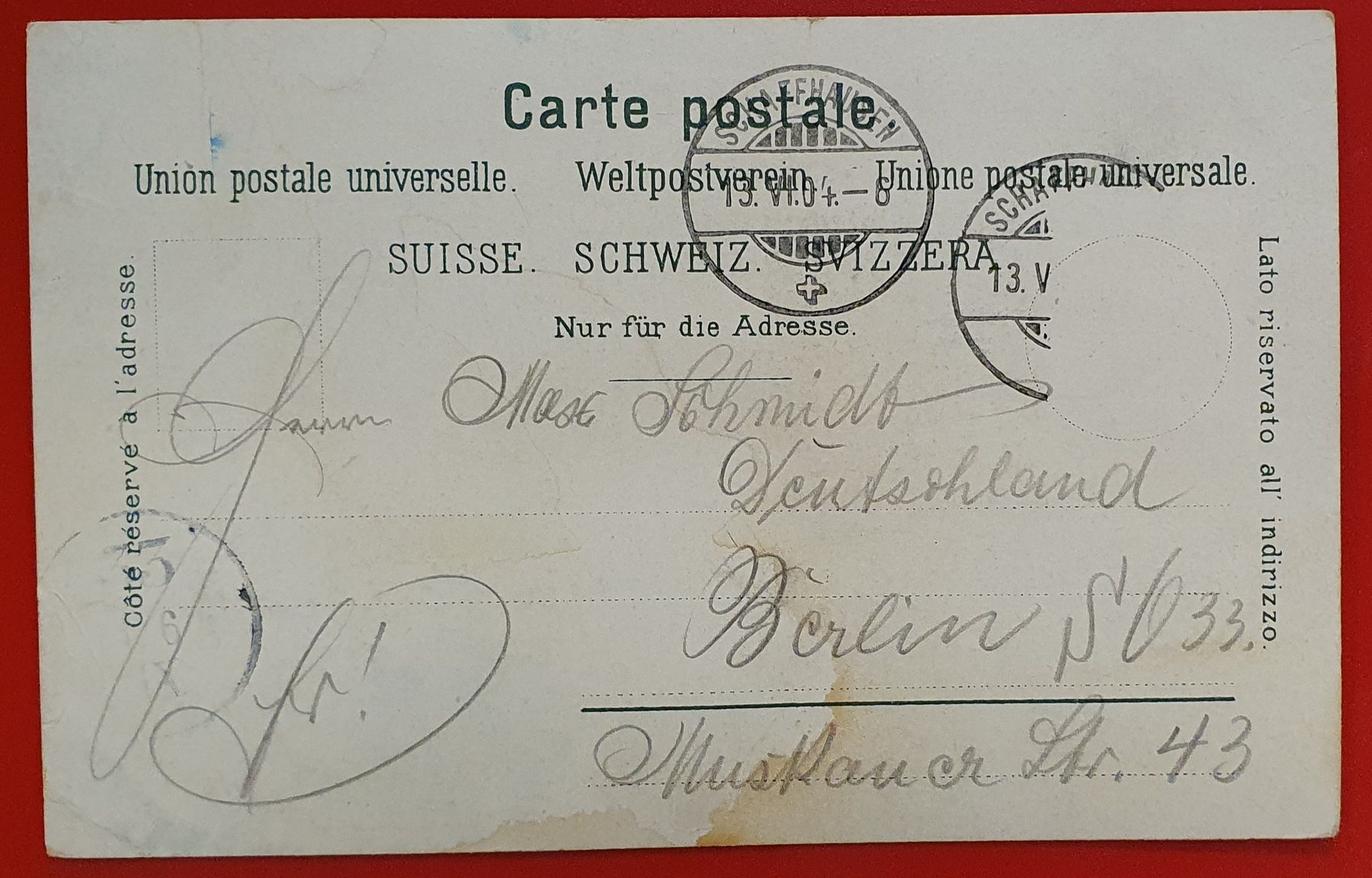 Cartoline postali: Schaffhausen 1904 – Usato da Kreuzlingen venduto da Rschweiz1 1
