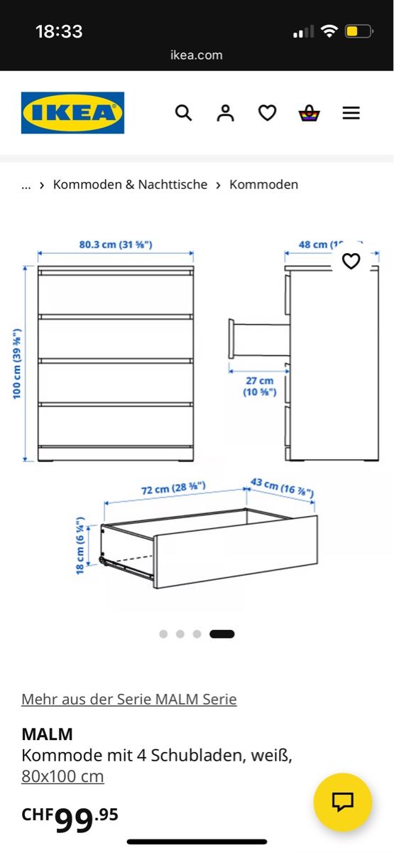 Ikea Kommoden: IKEA Malm Kommode, 4 Schubladen (Weiss) – Gebraucht aus Basel von MebaeSwiss 4