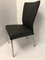 6 Stühle ROMA Echtleder Toledo schwarz Beine Edelstahl