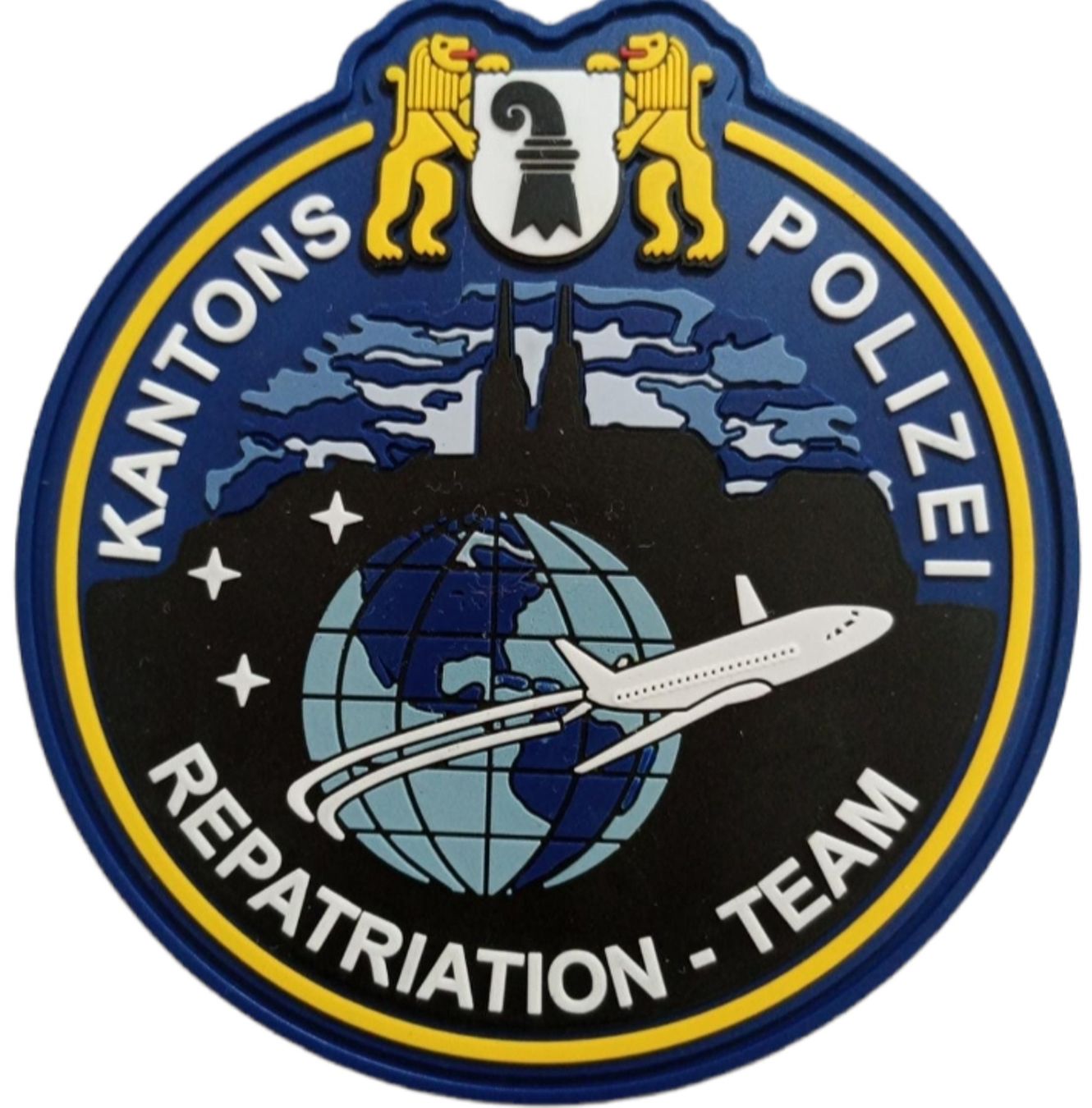 Swiss Placchette & Badge: Kantonspolizei Basel Repatriation-Team mit Klett. – Nuovo e nell'imballaggio originale da Emmenbrücke venduto da F.ingl-1947