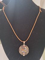 LEDER BAND COLLIER MIT.SILBERANHÄNGER GEST 925 MIT FARBSTEIN