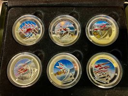versilberte 6x Medaillen Patrouille Suisse🇨🇭 + Numisbrief
