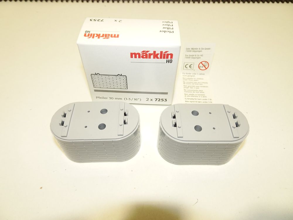 2 Märklin Brückenpfeiler Pfeiler 30mm HO 7253 (Neu (gemäss Beschreibung ...