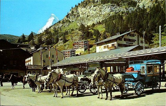 Cartoline postali: ZERMATT Pferde-Kutschen, Matterhorn – Nuovo (secondo la descrizione) da Jona venduto da philajona