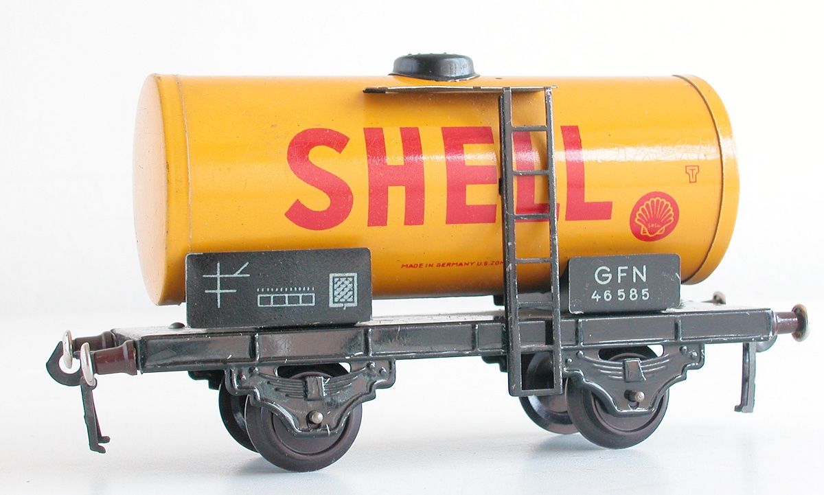 Fleischmann Modellini di ferrovie: Fleischmann Kesselwagen GFN SHELL Blech Spur 0 – Usato da Oberwil BL venduto da Klang