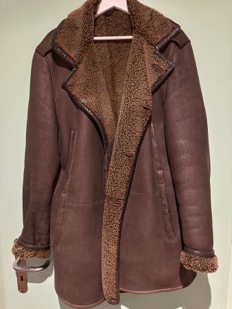 Hugo Boss Shearling Kurzmantel Jacke braun Lederjacke Gr. 56