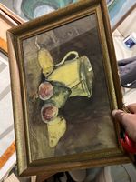 Aquarelle vintage signée Henri Goerg nature morte 1947
