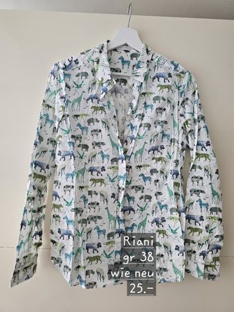 Riani Damen Bluse Tiermuster weiss Grösse 38 neuwertig