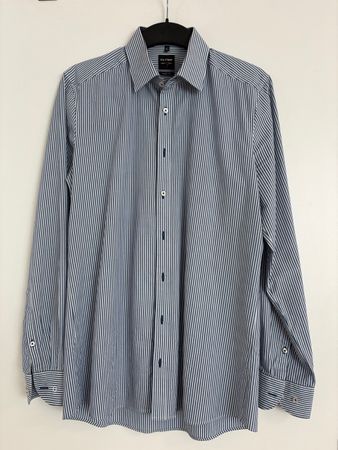 OLYMP Level Five Herrenhemd – Gr. 40 – Body Fit – Blau/Weiss
