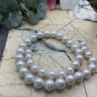 Super Edisonperlencollier, Perlen 10 - 12mm, weiss