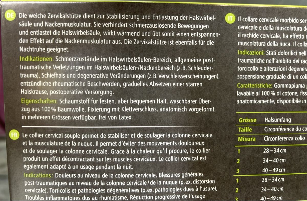 Appareils médicaux: Halskragen / HWS Stütze – Neuf avec emballage d'origine à Wald ZH par ukulele77 2