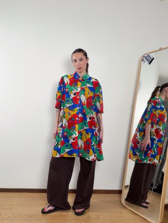 Abstract Print Summer Shirt dress - Vintage