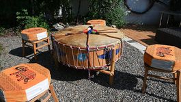 Motherdrum Schamanische Rahmentrommel 100 30cm mit Zubehör