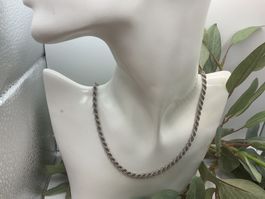 Antikes Kordelcollier aus Sterlingsilber, Länge 50cm